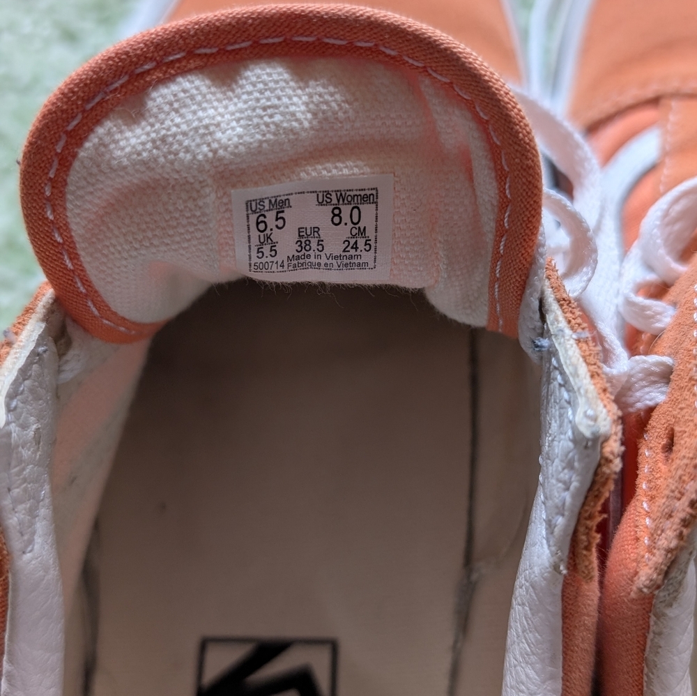Orange Low Top Vans Size 8 - Picture 3 of 5